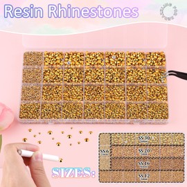 30000Pcs Resin Rhinestones for Bedazzling with B7000 Jewelry Glue, Mine Gold Flatback Gems Rhinestones for Crafting, Clothing Tumblers Mugs Shoes Fabric Decor Nail Art