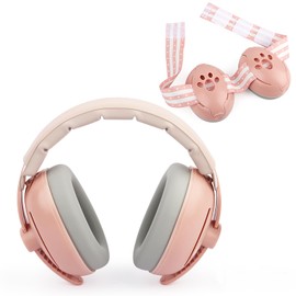 YARVPUV Baby Earmuffs, 2-in-1 Hearing Protection, Baby Headphones (0-4 Years), Headphones Noise Protection, Adjustable Headband & Lightweight ABS Shell, Pink