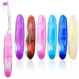 Patelai Travel Size Toothbrush Folding Travel toothbrushes Bulk Foldable Soft Bristle Individually Wrapped Hiking Brushes with Built in Cover for Camping Trip Hiking(6 Pieces)