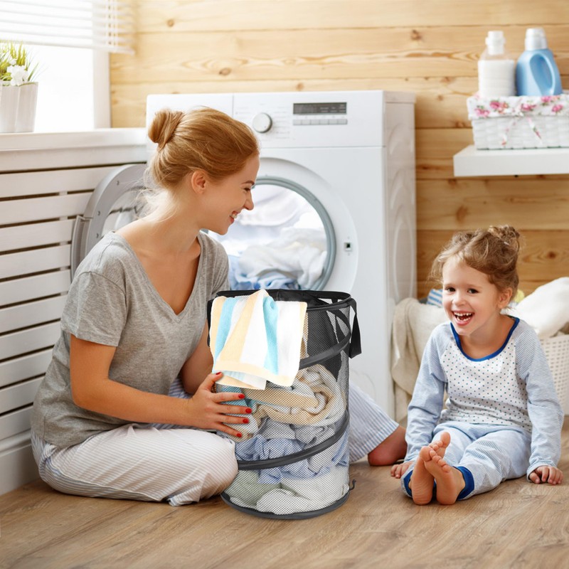 Pop Up Laundry Baskets Foldable, Mesh Washing Baskets for Laundry,Collapsible