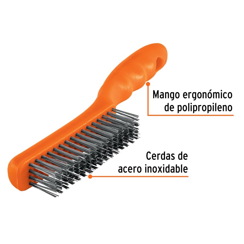 Truper CEA-54I, Cepillo de alambre, cerdas acero inoxidable, 64 pinceles