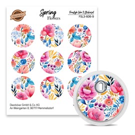 FreeStyle Libre 3 Sensor Stickers, Set of 9 "Spring Flowers" - Stickers for Sensors Diasticker®
