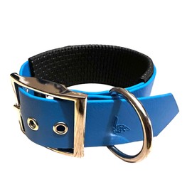 BioThane Padded Dog Collar - Large Width - Choice of Colours (Neck Circumference: 45-55 cm, Blue)