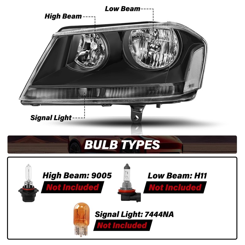 BRYGHT Headlight Assembly Fit for 2008-2014 Dodge Avenger