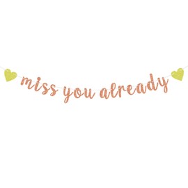 Rose Gold Glitter Miss You Already Banner - Retirement Party Decorations Sign-Going Away/Farewell/Office Work Party Decorations Supplies