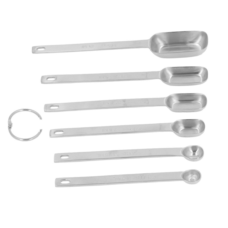 6PCS Rectangle Measuring Spoon Set Stainless Steel Accurate Clear Marking