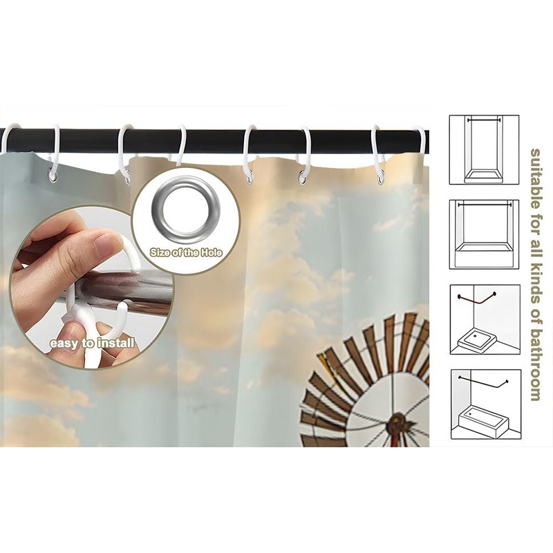 FAXTOZ Fall Horse Shower Curtain Rustic Farm Animal Retro Barn