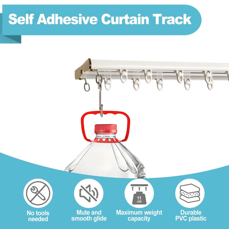Double Curtain Track Ceiling Mount 10ft,Heavy-Duty Aluminum Curtain Rail, 3.78"