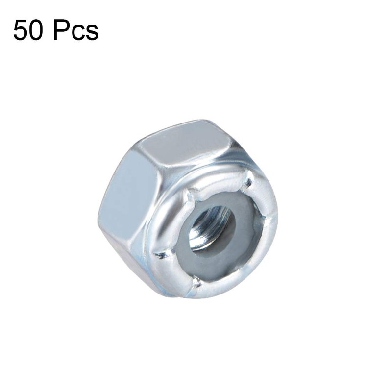 sourcing map 8#-32 Nylon Insert Hex Lock Nuts, Carbon Steel
