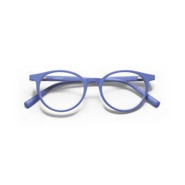 eyebobs Premium Reading Glasses for Men and Women | Case Closed - Classic Round Shaped Frame for Average Faces | Available in 0.0x - 4.0x, Peri Blue, 1.25