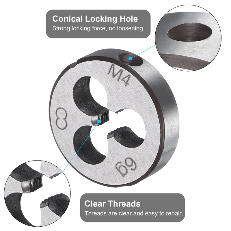sourcing map Round Threading Die M4 x 0.7 Metric Thread