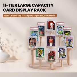 Wooden Trading Card Display Stand - PSA Graded Card Display Stand for 35pt Magnetic Cases, PSA Slabs Trading Cards and Sports Cards, Trading Sport Card Display Holder for Baseball, Basketball Cards