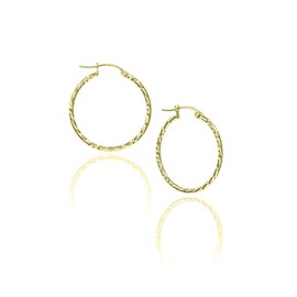 HUG A HOOP - 925 Sterling Silver Gold Overlay Diamond-Cut Hoop Earrings, 2mm Click-Top Hoops 12mm-70mm, Metal, not known