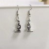 MALOYANVE Microscope Dangle Earrings for Women Unique Silver Plated DNA
