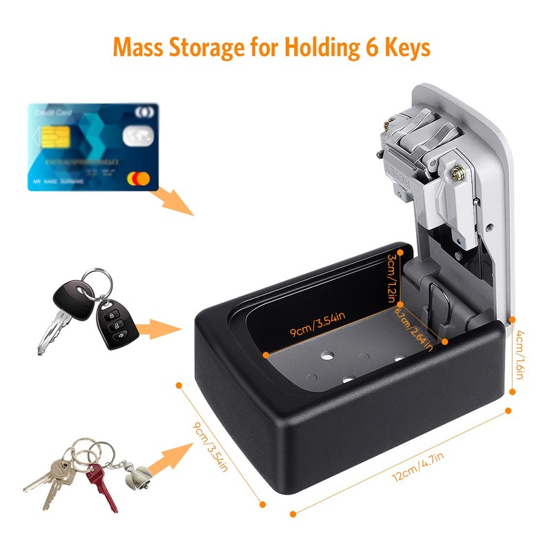 Fayleeko Key Lock Box Wall Mounted, 4 Digit Combination Lockbox