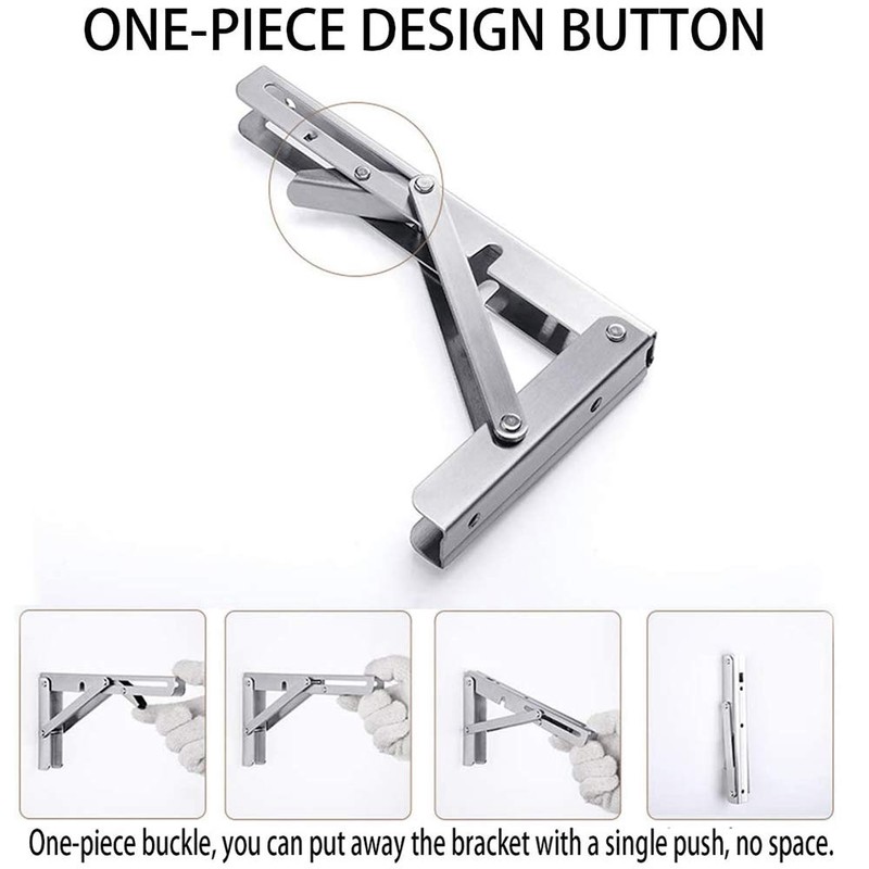 Folding Shelf Brackets - Heavy Duty Stainless Steel Collapsible Shelf