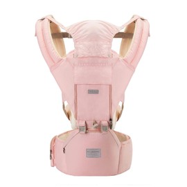 YIYUNBEBE Baby Carrier, 3-in-1 Baby Carrier Newborn to Toddler with Hip Seat (Ergonomic M Position) for 0-36 Month/7-45lbs, Adjustable Size for Enhanced Lumbar Support, Perfect for On-The-go, Pink