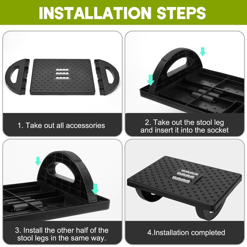Comfortable Desk Footrest with Ergonomic Plastic Cushion and Massage Points