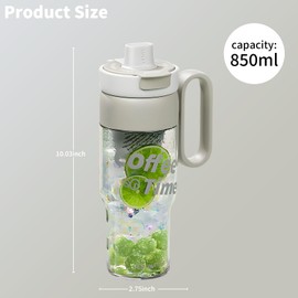 Yenergy 28 OZ Tumbler with Handle and Straw Lid, Cute and Wacky Water Bottle,Reusable Large Tritan Water Cup for Iced Coffee, Parties, Spill Proof,BPA Free (Grey)