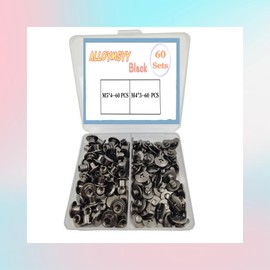ALLOYMSYY 60 Sets M5*4mm Gun Black Leather Rivets Screws Rivets Chicago Binding Screws Adjust and Repair Leather Craft Belts, Bags, Shoes, Purse Bindings