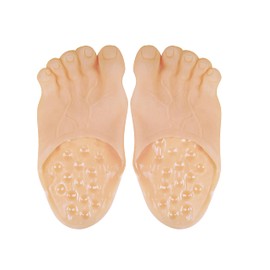Chambom Funny Feet Slippers - Barefoot Slippers Novelty Plastic Costume Feet Toe Shoe Big Foot Realistic Costume Accessories Gag Gifts White Elephant Gifts