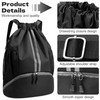 dulvus Black Drawstring Gym Bag, Waterproof Drawstring Backpack with Side