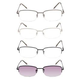 Reading Glasses 5 Pairs Half-rim Metal Eyeglasses Women Men Include Computer Readers