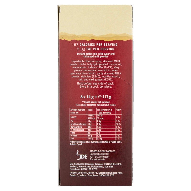 Kenco Cappuccino Unsweetened Instant Coffee Sachets (Pack of 5, Total