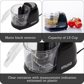 IMUSA USA GAU-80319B Cup Mini Chopper 1.5-Cup, Black