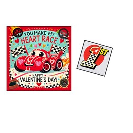 Biblebanz Race Car Valentine Cards with Tattoos for Kids, 24 Pack, Classroom Exchange Set