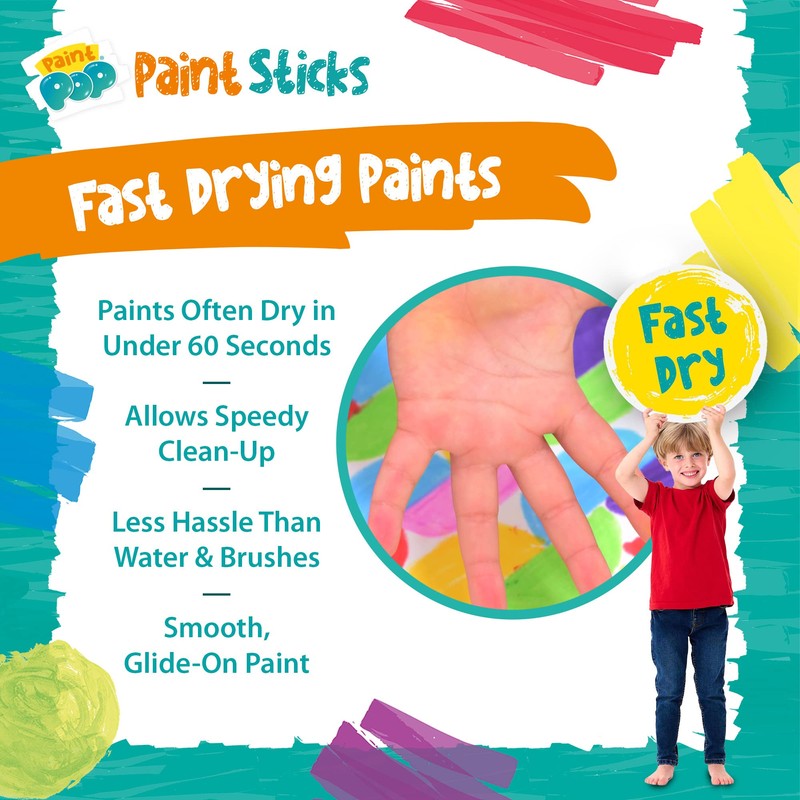 Paint Pop Paint Sticks For Kids - 12 Pack Assorted