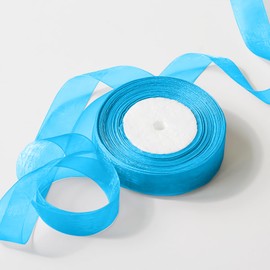 JaoZuyard Blue Organza Chiffon Ribbon 1/2 inch X 50 Yards Sheer Ribbon for Flower Fabric for Wedding Invitations Bridal Bouquets Party Decoration Gift Wrapping Bow Making