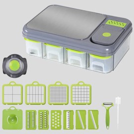 Multifunctional Stainless Steel Vegetable Chopper, Mandoline Slicer, Food Chopper with Containers, 20 pieces