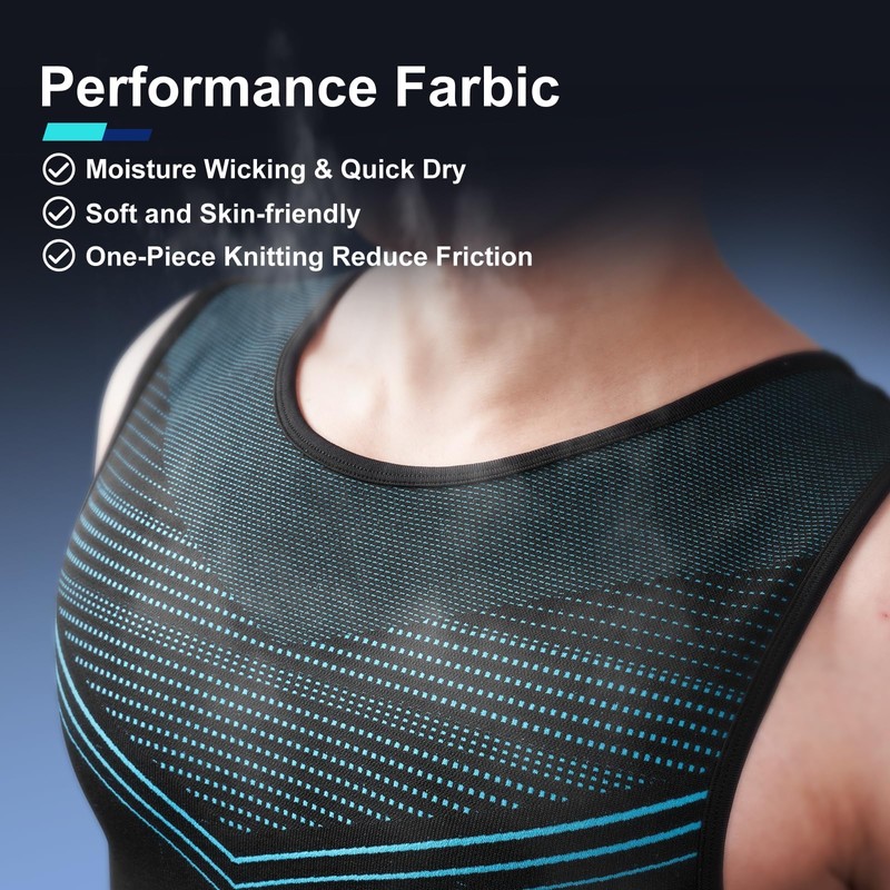 Odoland 3 Pack Men Compression Shirt, Tummy Control Slimming Undershirt