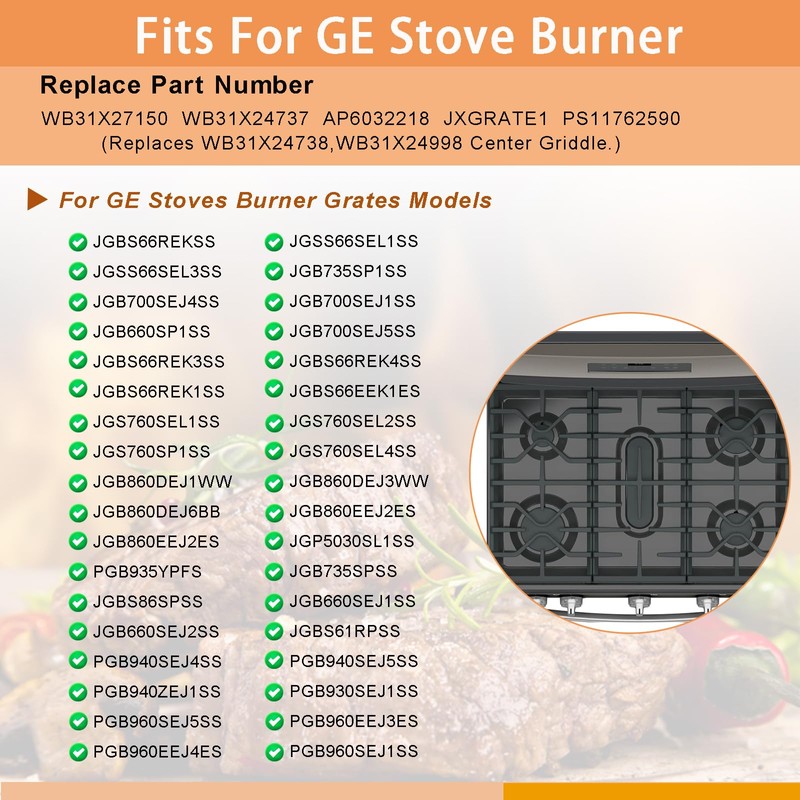 WB31X27150 Center Grate Replacement for GE Stove JXGRATE1 WB31X24737 General