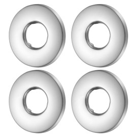 uxcell 4 Pcs Shower Arm Flange, 0.8"x2.1"x0.2"(21x54x6mm) Stainless Steel Round Escutcheon Plate, Wall Split Flange, Wall-Mounted Water Pipe Cover for Pipe, Silver