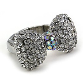 Soulbreezecollection Clear Ribbon Bow Tie Bowknot Cocktail Ring Adjustable Stretch Band Costume Jewelry