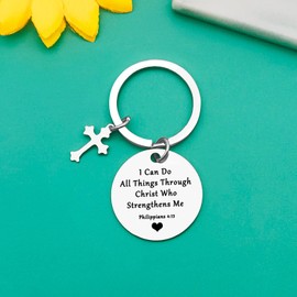 Christian Keychain Religious Keyring Gifts Bible Verse Jewelry Gift for Daughter Son Sister Husband Wife Friends Confirmation Baptism Thanksgiving Birthday Inspirational Gifts for Teens