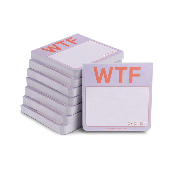 Knock Knock WTF Sticky Note Pads, 3 x 3-inches Each, 8-Count (Pastel Edition)