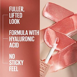 MAYBELLINE Maybelline Lifter Gloss, Hydrating Lip Gloss with Hyaluronic Acid, High Shine for Plumper Looking Lips, Stone, Rosey Neutral, 0.18 Ounce