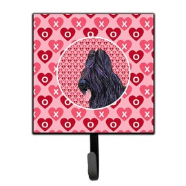 Caroline's Treasures SS4489SH4 Briard Hearts and Love Leash or Key Holder, Wall Hooks, Key Hooks Holder, Coat Rack Wall Mount, Coat Hooks, Hooks for Hanging Keys, Towels, Aprons, Leashes,