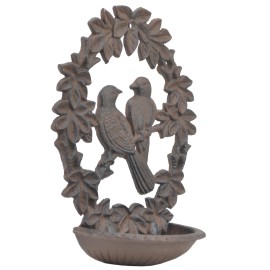 Flag Emotes Seed Feeder Bird Bath Cast Iron Wall Mounted 9.75" Long