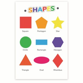 Bliss Monkey Co. Shapes Classroom Poster - Early Learning Resources - 1st Grade 2nd Grade - 12 x 18 Inch Poster - Unframed - Premium 100lb Gloss - Made In USA - BMCP022