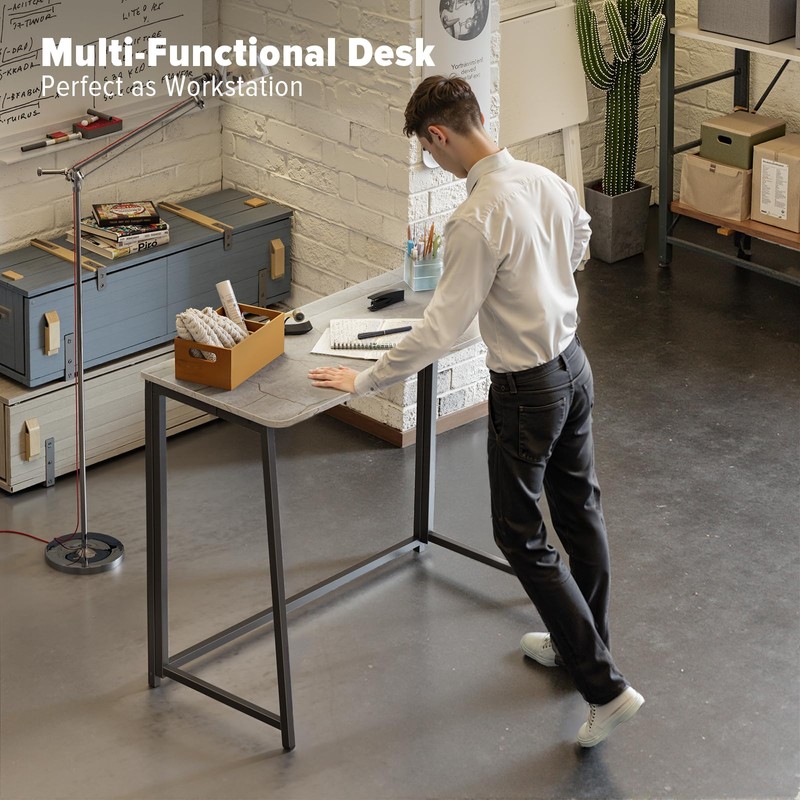 WOHOMO Folding Desk, Small Writing Desk 39.4", Space-Saving Foldable Laptop