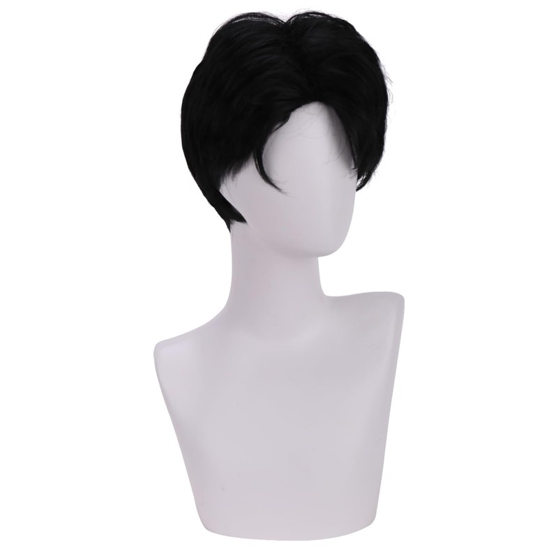BERON Black Short Straight Wig Natural Looking Middle Part Wig