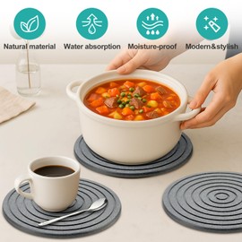 3 Pack Diatomite Stone Drying Round Trays for Kitchen Counter Decor Trivets for Hot Dishes Decorative Bathroom Sink Tray Silicone Ceramic Trivets for Hot Pots and Pans Large Coasters Marble Trivet