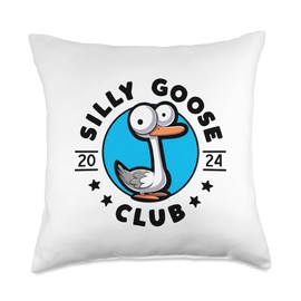 Silly Goose Club Funny Cute Cartoon Animal Big Eyes Throw Pillow