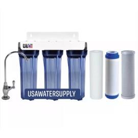 USA WATER SUPPLY UNDER-SINK FILTER SYSTEM CLEAR 3 STAGE WATER FILTER SEDIMENT/GAC/C