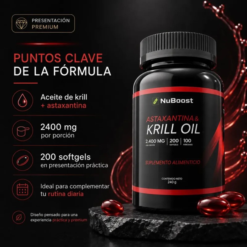Omega 3 Krill Oil Astaxantina 2000mg 200 Capsulas Plus