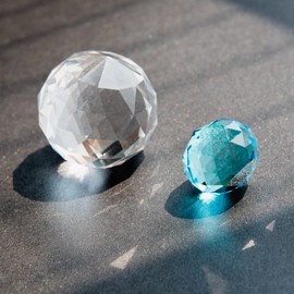 12 inch Gazing Ball Spiral Tail, Prefdo Stainless Steel Wind Spinner Stabilizer with 2 Glass Balls Prism and Hanging Swivel Hook for Outdoor Yard Garden Decoration(Lake Blue)